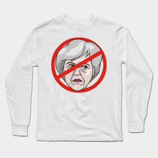 Theresa May No Road Sign Illustration Long Sleeve T-Shirt